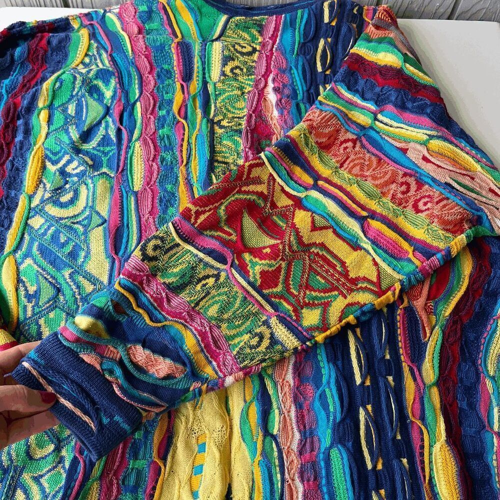 VTG Coogi Mercerised Cotton 3D Knit Sweater M Australia Multicolor - Picture 9 of 16